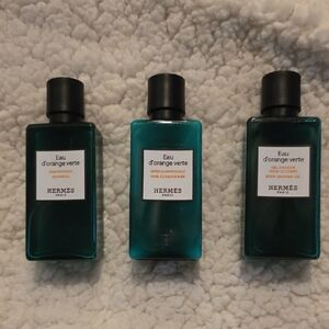 Brand New Hermes Travel Size Hair Shampoo, Conditioner, And Body Shower Gel Set